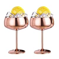 DFHBFG Champagne Glasses Set of 2 Stainless Steel Vintage Martini Cocktail Glass Wine Goblet