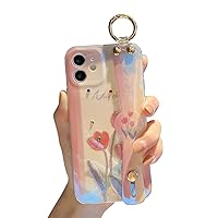 iPhone 11 Case Cute with Wrist Strap Kickstand Glitter Bling Cartoon IMD Soft TPU Shockproof Protective Cases Cover for Girls and Women - Tulipa