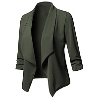Women Slim Fit Blazer Jackets Long Sleeve Button Lapel Open Front Business Work Casual Blazers Cardigan with Pockets