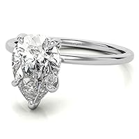 1.50 CT Pear Cut Colorless Moissanite Engagement Ring, Wedding Bridal Ring, Eternity Solid 10K White Gold Diamond Solitaire 5-Prong Pefect Ring for Wife