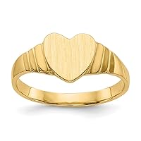 JewelryWeb 1 To 4mm 10k Gold Satin Baby Love Heart Signet Ring Size 3.50
