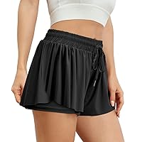 Trendy Queen Women's 2 in 1 Flowy Shorts Athletic Casual Butterfly Running Shorts High Waisted Gym Summer Skirts
