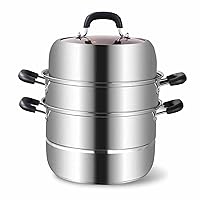 Steamer for Cooking, 18/8 Stainless Steel Steamer Pot, Food Steamer 11 inch Steam Pots with Lid 3-tier for Cooking Vegetables, Seafood, Soups, Stews and Pasta