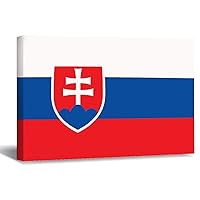 Painting Framed Artwork 16x24 Inch,Slovakia Flag Decorative Canvas Wall Art Printed,Wall Pictures Hanging Poster Wall Decoration for Living Room Office