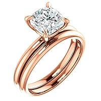 10K Solid Rose Gold Handmade Engagement Ring 3 CT Cushion Cut Moissanite Diamond Solitaire Wedding/Bridal Ring for Women/Her, Amazing Birthday Gift for Wife