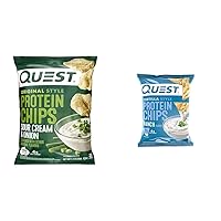 Protein Chips, Sour Cream & Onion, High Protein, Low Carb, Pack of 12 & Tortilla Style Protein Chips, Ranch, Baked, 19g Protein