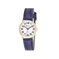Ravel Women's Easy Read Watch with Big Numbers - Blue/Gold Tone/White Dial