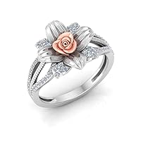 Flower Ring Diamond Ring For Women And Girls In 18k Solid Gold Ring Handmade Ring Diamond Size 1.00 MM 1.3 MM Diamond Weight 0.35056 CTW Gold Weight 6.560 GM Diamond Piece 64