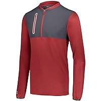 Holloway Youth Weld Hybrid Pullover M Scarlet/Carbon