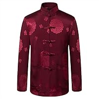 ZooBoo Chinese Men's FU Words Pattern Jacket - Martial Arts Kung Fu Long Sleeve Clothing for Men