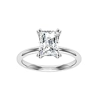 Moissanite Engagement Ring 14K White Gold & 925 Sterling Silver 2 CT Radiant Cut Solitaire Ring Wedding Rig Promise Ring