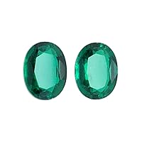 2.33-2.70 Cts of 8x6 mm AAA Oval Lab Created Emerald (2 pcs) Loose Gemstones