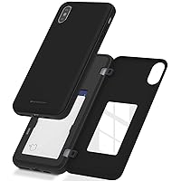 Magnetic Secure Bumper Compatible with iPhone Xs Max Case, Card Holder Wallet Case, Easy Magnet Auto Closure Protective Dual Layer Protection Sleek iPhone Case with Sticky Mirror – Black
