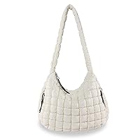 Puffer Tote Bag, Quilted Shoulder Crossbody Purse for Women Soft Puffy Satchel Bubble Handbag Padded Duffle