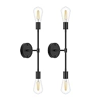 FadimiKoo 2-Light Black Bathroom Light Fixtures, Modern Wall Sconces Lighting Fixtures, Indoor Semi Flush Mount Ceiling Light for Hallway Bedroom Kitchen (2 Pack)