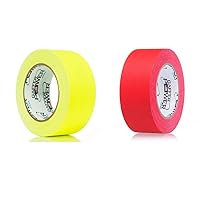 Line Marking Tape Bundle - Premium Grade Gaffers Tape, Made in America. Fluorescent Yellow and Red Rolls to Mark Your Floors with Bright Colors. Removes Easily Without Leaving Residue.