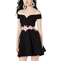 B. Darlin Womens Juniors Embroidered Cocktail and Party Dress Black 7/8
