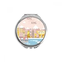 Hong Kong Traditional Visiting Harbour Hand Compact Mirror Round Portable Pocket Glass