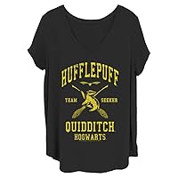 Harry Potter Women's Deathly Hallows Hufflepuff Quidditch Seeker Junior's Plus Short Sleeve Tee Shirt