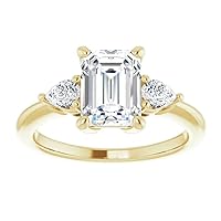1 CT Emerald Cut VVS1 Colorless Moissanite Engagement Ring Set, Wedding/Bridal Ring Set, Sterling Silver Vintage Antique Anniversary Lovely Ring Set Gifts for Woman