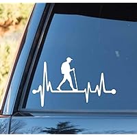 Guy Hiker Hiking Heartbeat Lifeline Decal Sticker and Stick Decals - Made in USA