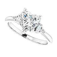 JEWELERYIUM 1 CT Heart Cut Colorless Moissanite Engagement Ring, Wedding/Bridal Ring Set, Solitaire Halo Style, Solid Sterling Silver Vintage Antique Anniversary Bridal Jewelry Gifts for Her