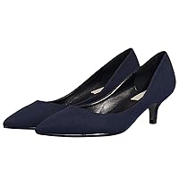 BIGTREE Womens Pump Low Kitten Heel Pointed Toe Leather Ballroom Court Shoes