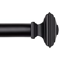 Black Curtain Rod -EUPLAR 1 Inch Telescoping Splicing Curtain Rods for Windows 32 to 88 Inch, Adjustable Curtain Rod for Bedroom, Living Room, Kitchen, Decorative Square Finials