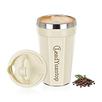 18 oz Coffee Mug with Lid, Insulated Tumbler Thermos Travel Cup, Stainless Steel Glass Water Bottle Cup for Home, Office, Kitchen Coffee, Tea, Chocolate, Milk, (White)
