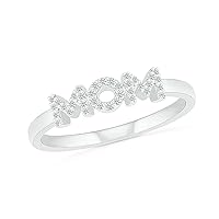 DGOLD 10kt Gold Round White Diamond Mother's Day MOM Ring (1/10 cttw)