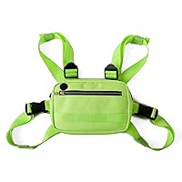 Outdoor Chest Pack Tactical Chest Pack Rig Bag With Built-In Phone Holder Adjustable Chest Front Bag for Women Men Fashion (Green)