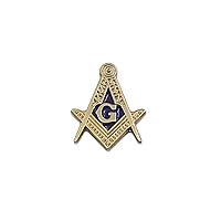 Square & Compass Masonic Lapel Pin - [Gold & Blue][5/8'' Tall]