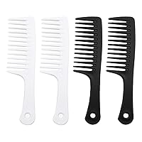 4 Pcs Large Tooth Hair Combs Plastic Wide Teeth Comb Long Detangling Comb Hair Care Styling Comb Salon Shampoo Comb for Long Curly Hair Black White