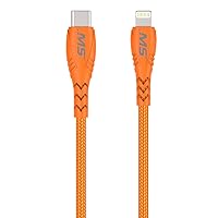 MobileSpec MB06824 7 Foot Lightning(R) to USB-C(TM) Hi-Visibility Charge and Sync Cable - Orange