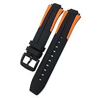 18mm Rubber Silicone Waterproof Watch Band Strap for T111417 Wrist Bracelet Quartz Watch Men Women's Sports Accessories (Color : Black Orange Black, Size : 18mm)