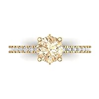 Clara Pucci 1.64 Round Cut cathedral Solitaire real Natural Brown Morganite Accent Anniversary Promise Engagement ring 18K Yellow Gold