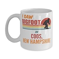 I Saw Bigfoot In Coos New Hampshire Coffee Mug 11oz, white