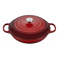 Le Creuset 3 3/4 Qt. Signature Braiser w/Additional Engraved Personalized Stainless Steel Knob - Cherry