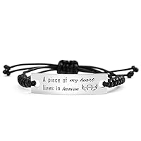 SOUSYOKYO A Piece of My Heart Lives In Heaven Bracelet Bereavement Gifts for Loss of Dad Mom Son Daughter, Widowed Mother Father