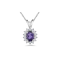 0.42 Cts Diamond & 1.51-2.00 Cts Amethyst Pendant in 14K White Gold
