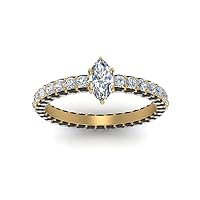 Choose Your Gemstone Eternity Yellow Gold Plated Marquise Shape Side Stone Engagement Rings Everyday Jewelry Wedding Jewelry Handmade Gifts for Wife US Ring Size 4 TO 12