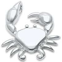 14093 Plain Crab .925 Sterling Silver Charm Pendant