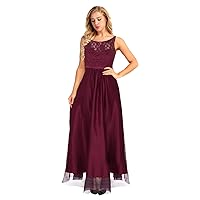 CHICTRY Women's Sleeveless Wedding Bridesmaid Mesh Long Dress Backless Lace Embroidered Evening Party Dresses