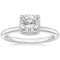 JEWELERYIUM 1 CT Cushion Cut Colorless Moissanite Engagement Ring, Wedding/Bridal Ring Set, Halo Style, Solid Sterling Silver Antique Anniversary Bridal Jewelry, Awesome Birthday Gift for Her