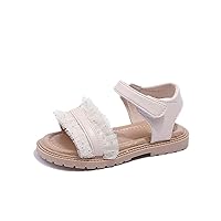 Girls Sandals Summer Beach Open Toe Sandal Lace Soft Rubber Sole Toddler Princess F𝐥a𝐭s Walking Shoes