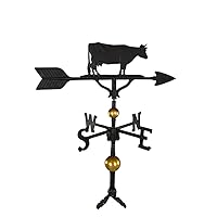 Montague Metal Products 32-Inch Deluxe Weathervane with Satin Black Cow Ornament, natural