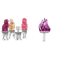 Tovolo Zombie Popsicle Molds (Set of 4) and Tovolo Stackable Unicorn Pop Molds Set of Four for Making Mess-Free Frozen Treats
