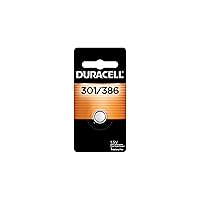 Duracell 301/386 Silver Oxide Button Battery, 1 Count Pack, 301/386 Battery, Long-Lasting for Watches, Medical Devices, Toys, and More
