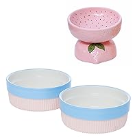 Ceramic Cat Bowls and Dog Bowls, Elevated and Tilted, Ceramic Pet Feeding Bowls with Non Skid Silicone Mats