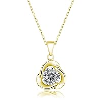 Moissanite Necklace For Women 0.5CT-3CT 14K Yellow Gold Plated Necklace .925 Sterling Silver Necklace For Women Gifts For Women Made In USA